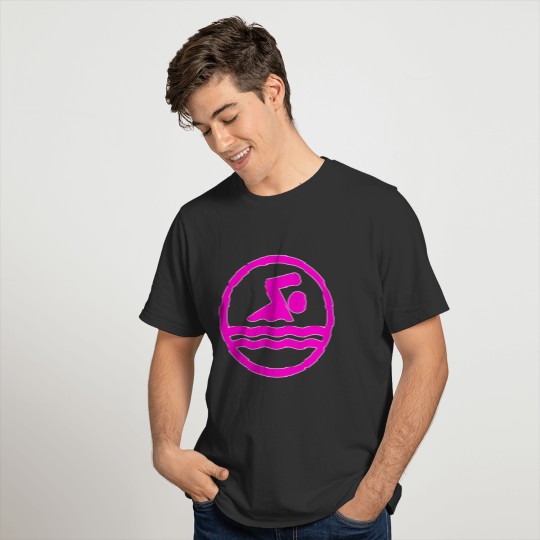 Girly Pink Swimmer Swimming and Diving Swim Icon T-shirt