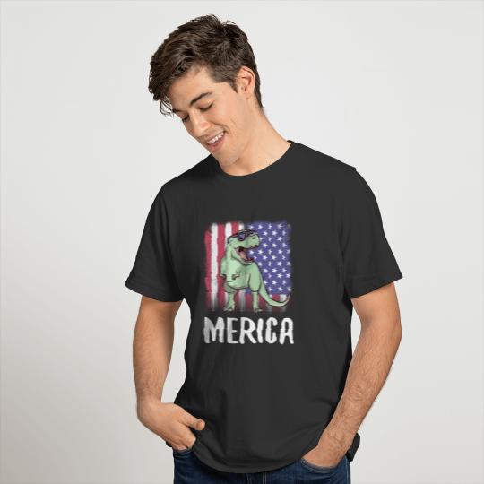 Merica Tyrannosaurus Rex TRex Dinosaur USA T-shirt