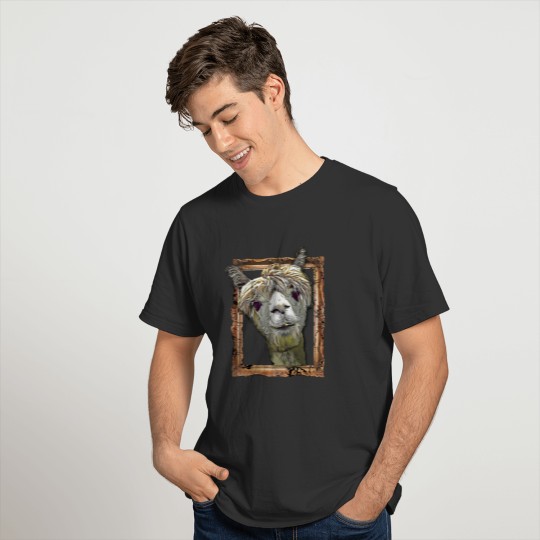 Cute Lama Alpaca Trek Friends Portrait T Shirts