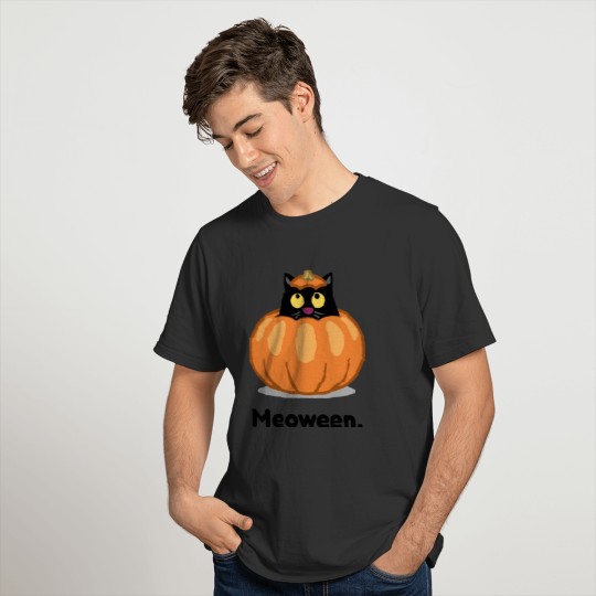 Halloween Pumpkin Cute Black Cat, For Cat Lover T-shirt