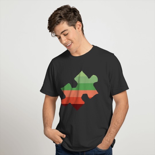 Puzzle Piece With Retro Stripes Motif T-shirt