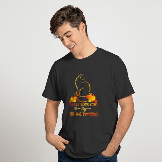 Easily Distracted By Cats Pumpkins T-shirt