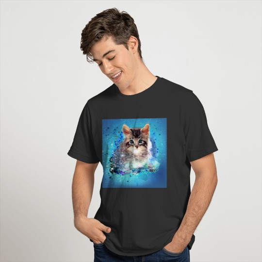 kitten,cat,animal,catlove,poster,blue T-shirt