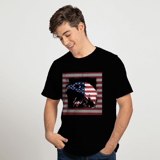 American Flag Bald Eagle print T Shirts