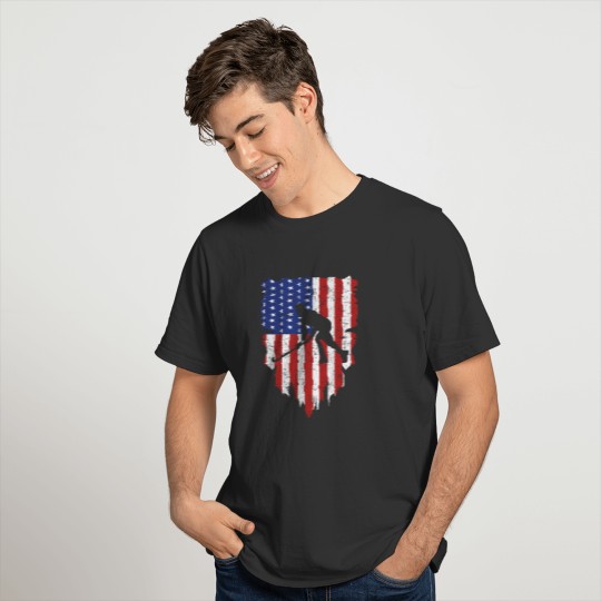 Vintage Ice Hockey American Flag Hockey Players T Shirts