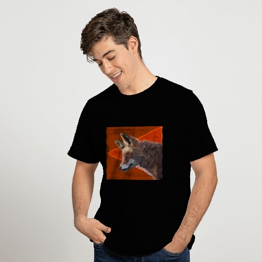 Fox hand painted drawing geometry retro vintage T Shirts