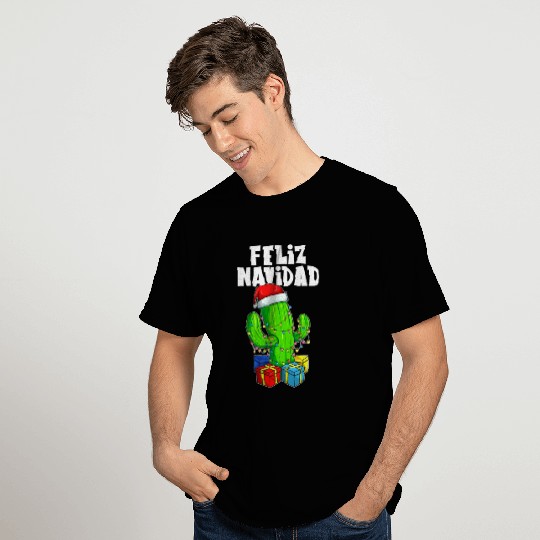 Feliz Navidad Cactus Tree Lights Spanish Pajama T Shirts