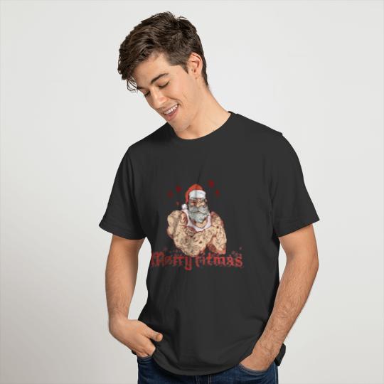 Merry Fitmas Fitness Santa Claus T Shirts
