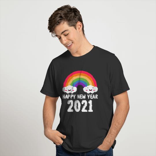 2021 Happy New Year Rainbow Cute Holiday Gift T-shirt