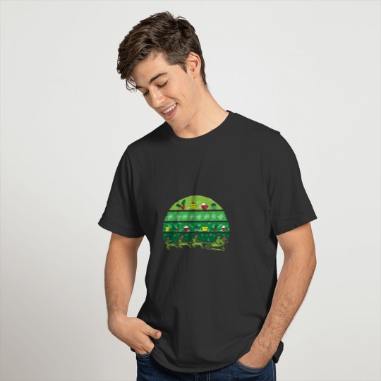 Green Christmas Motif With Gifts T-shirt