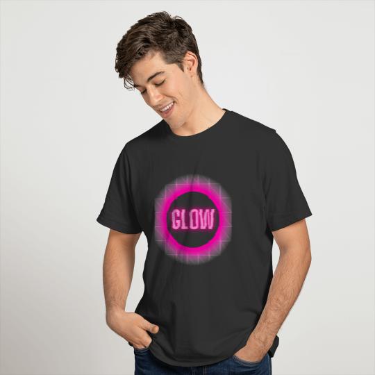 Pink Glowing Circle with Glow Text T-shirt