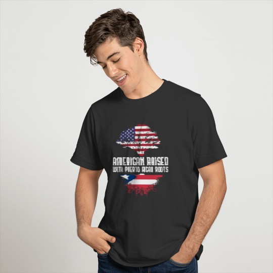 American Raised Puerto Rican Roots Patriot Gift T-shirt