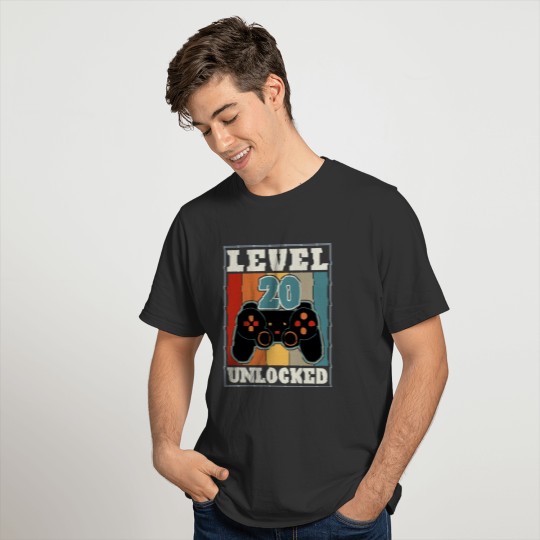 Level 20 Unlocked Funny Video Gamer 20th Birthday T-shirt
