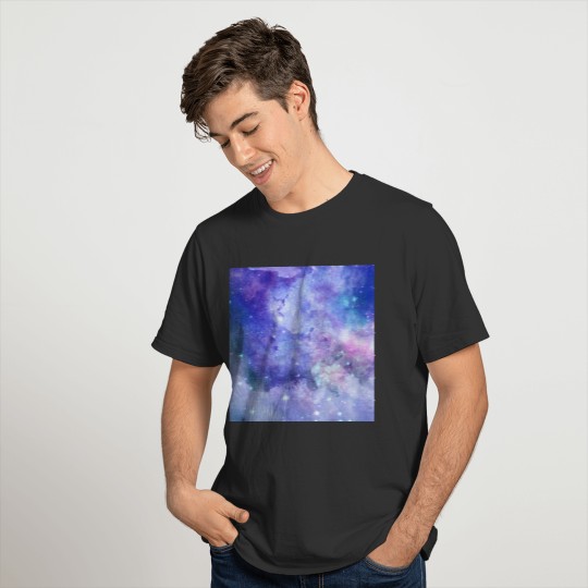 Purple Watercolor Starry Sky Space Galaxy Stars T-shirt