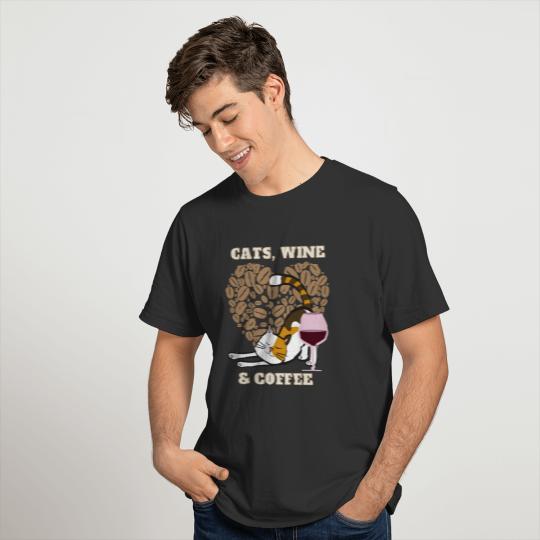 Cats, Wine & Coffee T-shirt