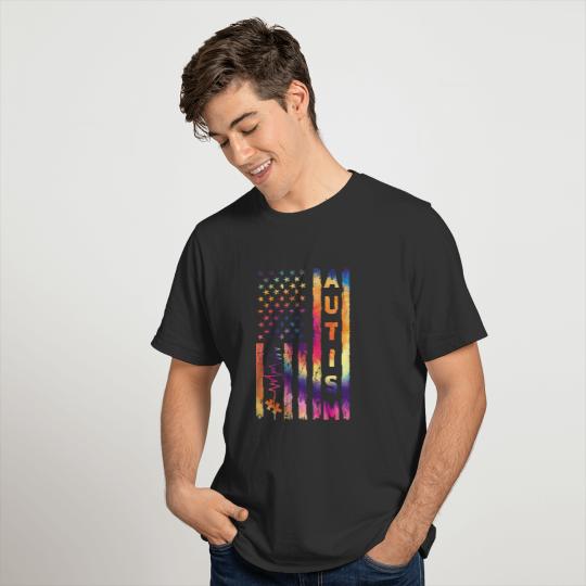 American USA Flag Autism Aware... Autism Awareness T-shirt