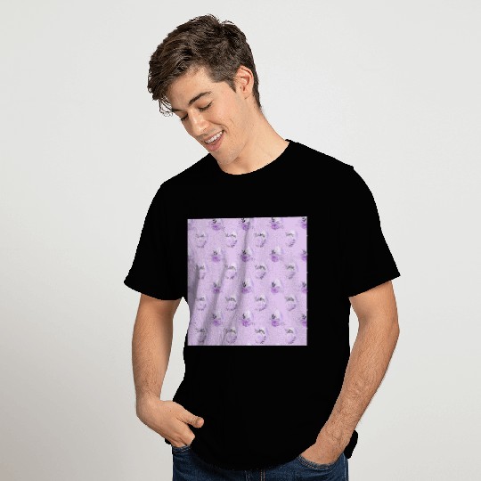 Purple Flower Botanical Easter Egg Style Pattern T Shirts