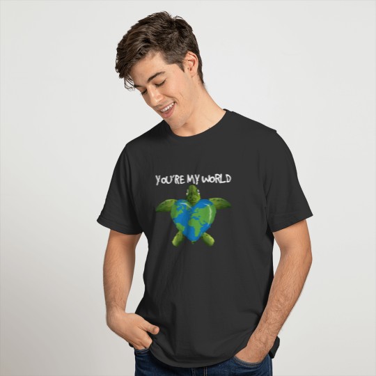 You're My World Green Turtle Heart Earth Day T Shirts