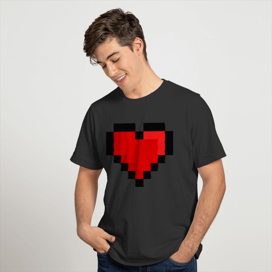 pixel retro heart gamer red T-shirt