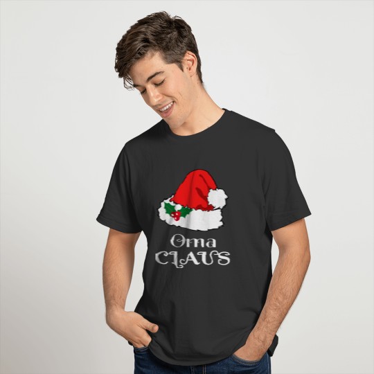Christmas Oma Claus Matching Pajama Womens Santa H T-shirt