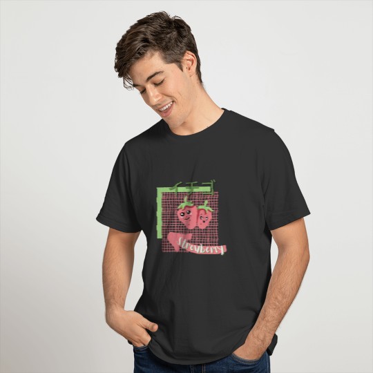 kawaii food- cute Strowberry, pink, green T-shirt