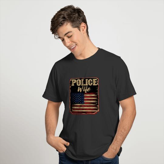Police Wife American Flag Woman Police Officer T-shirt