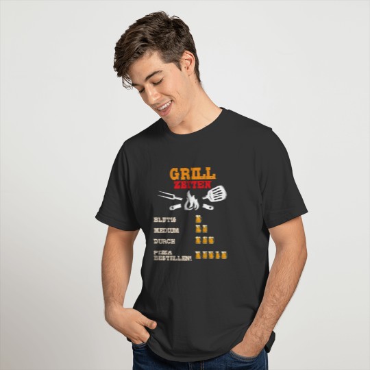BBQ Timer with Beer, Rare Meat, Grill T-shirt
