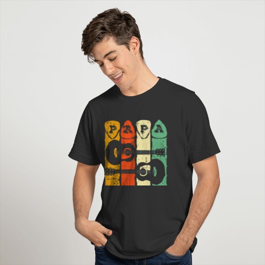 Retro Acoustic Guitar Papa Gift Guitarist Father T-shirt
