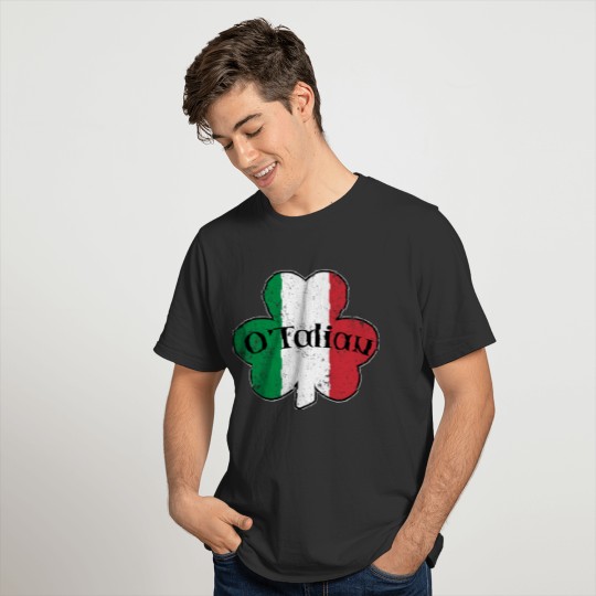 Italian Flag Irish Shamrock O'Talian Funny Otlaian T-shirt