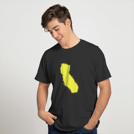California Graffiti State Outline Map Yellow T Shirts
