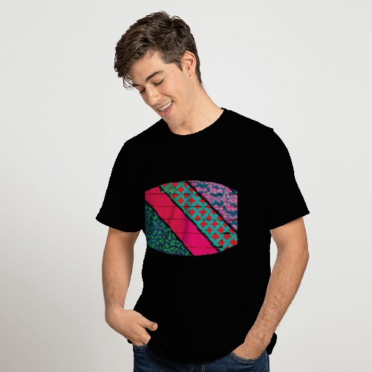 Colourful red blue turquoise purple patchwork T Shirts