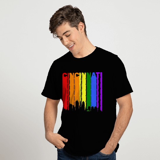 Cincinnati Ohio LGBTQ Gay Pride Rainbow Skyline T T Shirts