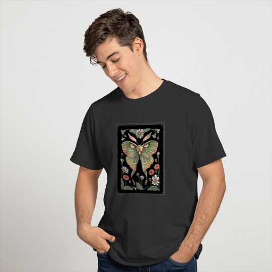 Luna Moth Witchy Folk Art birthday christmas gift T-shirt