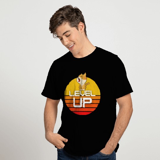 Level Up cat Design T Shirts