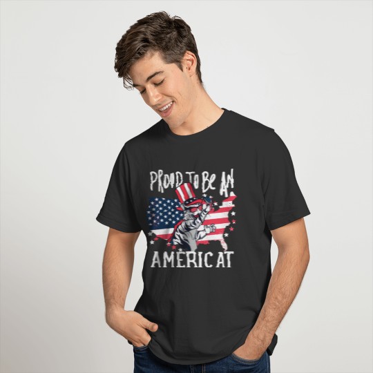 Cat US Flag Sunglasses Proud To Be An Americat T-shirt