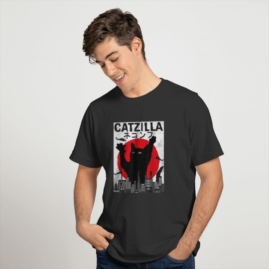 Vintage Catzilla Japanese Sunset Style T-shirt