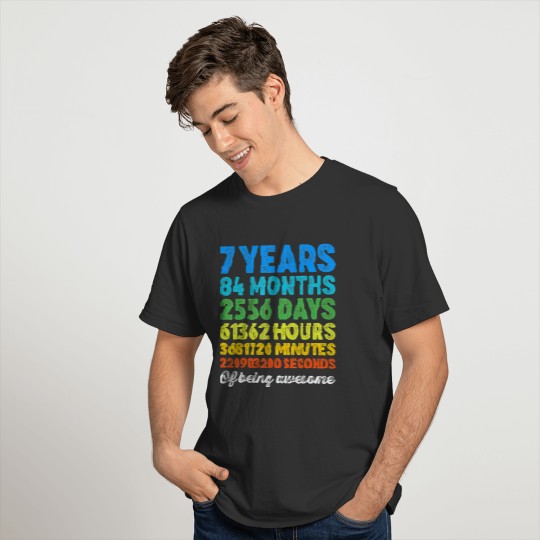 7 Years Old 7th Birthday Vintage Retro Countdown T-shirt