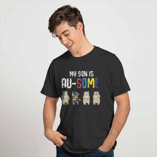Awesome Mama Support Son Autism Awareness Bear T-shirt
