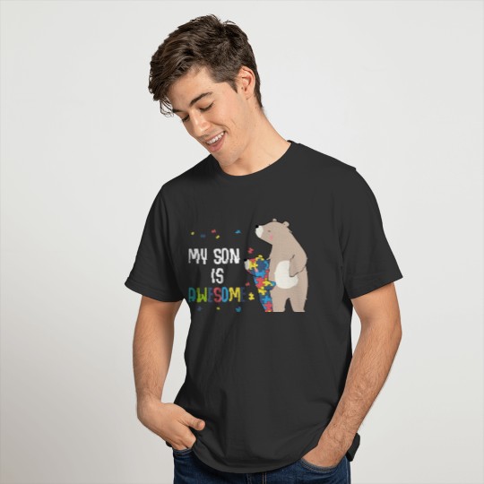 Mom Child Autism Awareness Bear Family Member T-shirt