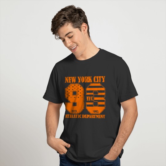 New York Print Number USA Flag Style T-shirt