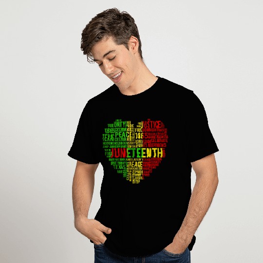 Junenth Heart Black History Afro American African T Shirts