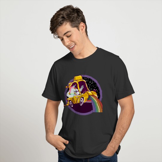 Funny unicorn in a crazy taxi T-shirt
