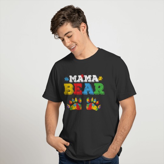 Autism Awareness Mama Bear Puzzle Autistic T-shirt