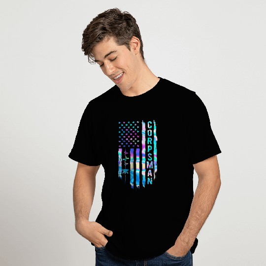 Awesome US Flag Heart Corpsman T Shirts