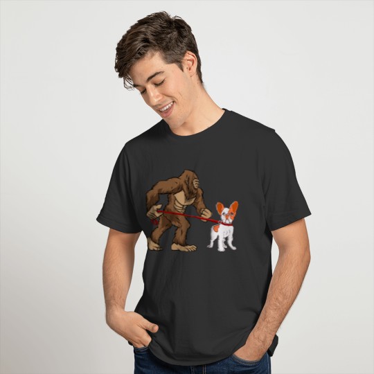 Bigfoot Walking French Bulldog Sasquatch T-shirt