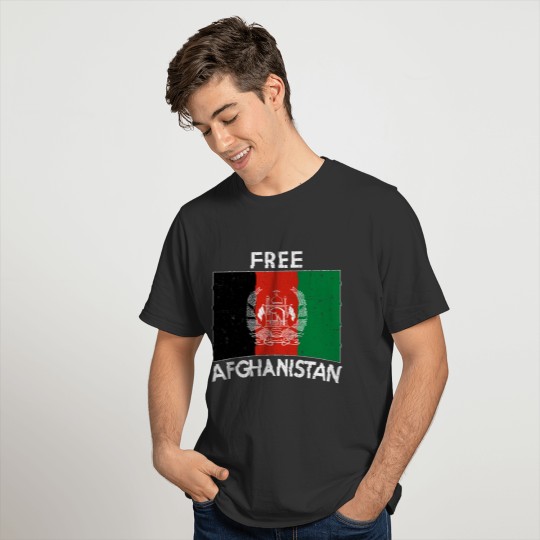 Free Afghanistan Flag Afghan Retro Vintage T-shirt