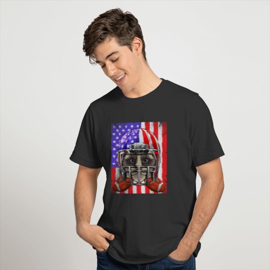 Ragdoll American Football USA Flag Merica Cat Foot T-shirt