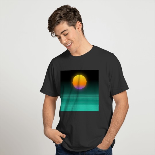 Orange + Teal Vaporwave Tropical Sunset T Shirts