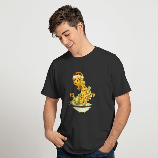 Octopus Eating Ramen Anime T-shirt
