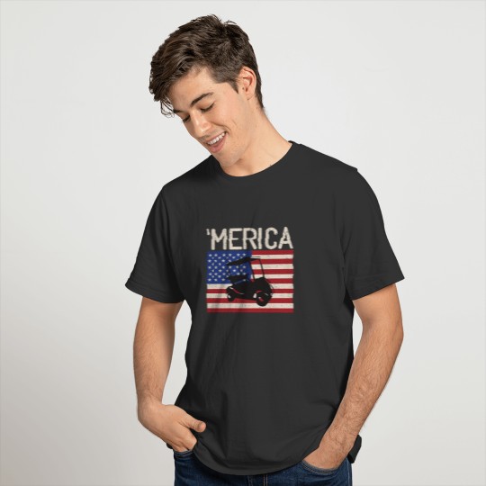 Merica Patrioticic Golf Cart American Flag T-shirt